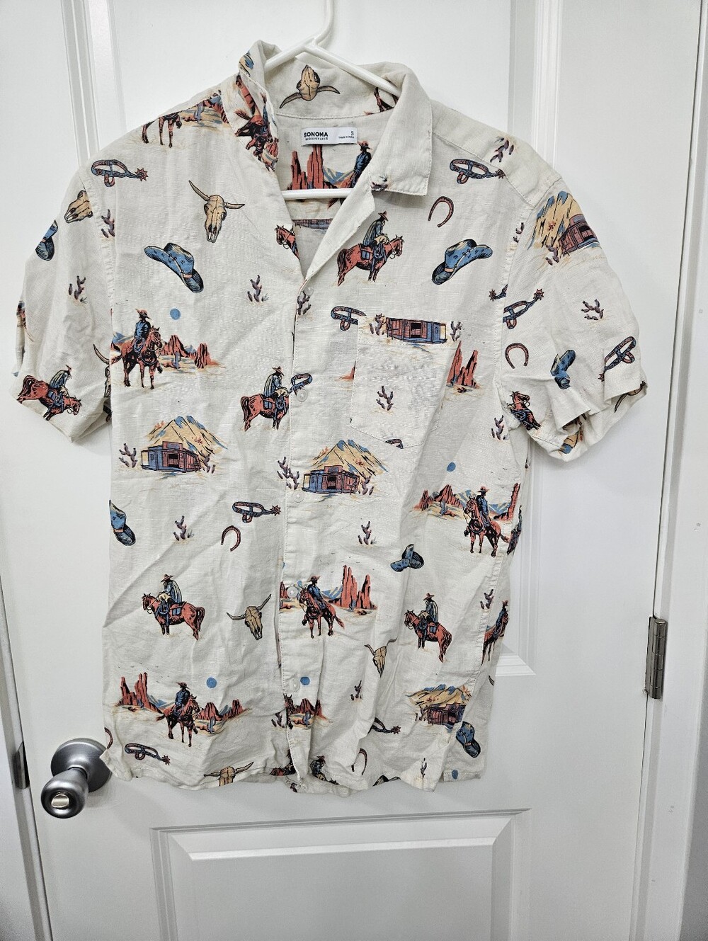 Sonoma Western Print Short-Sleeve Shirt Small